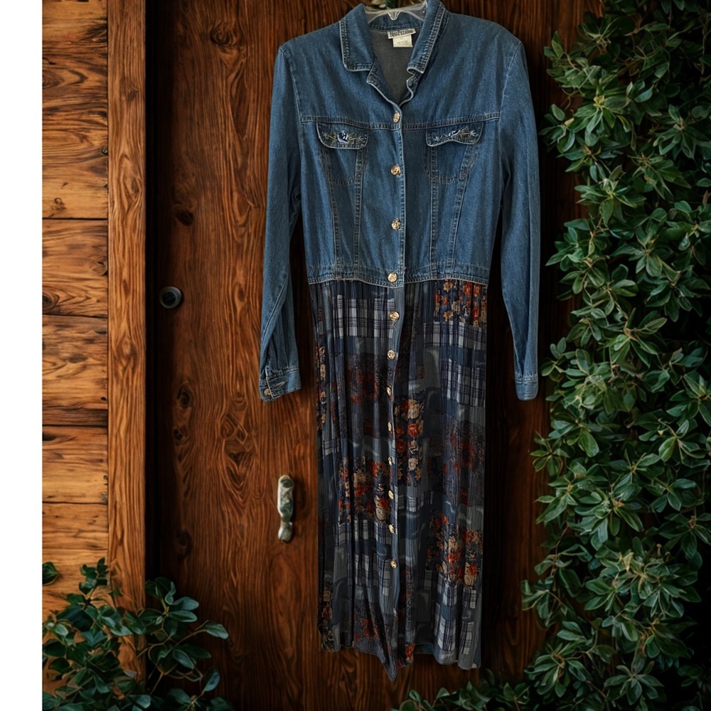 Denim and Floral Maxi Dress